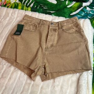 NWT Wild Fable Sz 6 Dusty Gold Button Fly Denim Cut-Off High Waist Jean Shorts